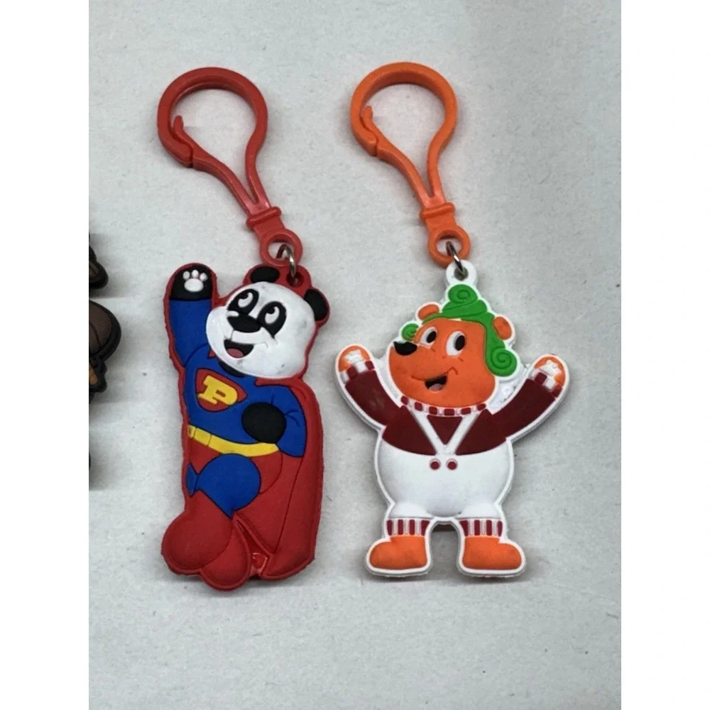 Lot 5 Panda Zipper Pull Backpack Clips Rubber Character‎ Keychains Kids Toy